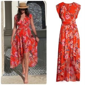 Eliza J Floral High/Low Chiffon Maxi Dress